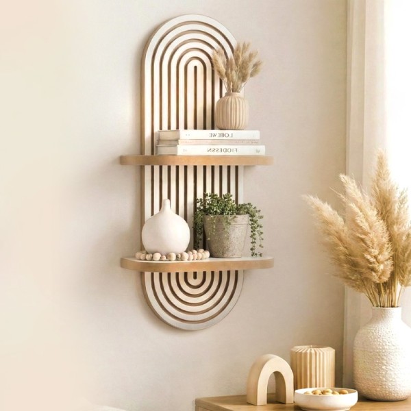 Ραφιέρα τοίχου Artwill Megapap Mdf χρώμα λευκό - oak 26x13x70εκ.