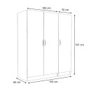 Ντουλάπα ρούχων Victoria Megapap τρίφυλλη χρώμα λευκό 150x60x181εκ.