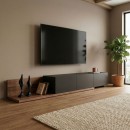 Έπιπλο τηλεόρασης Enstey Megapap επεκτεινόμενο χρώμα καρυδί - ανθρακί 260x41,8x33,5εκ.