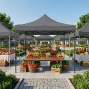 Κιόσκι - Gazebo Bari Megapap πτυσσόμενο μεταλλικός σκελετός - αδιάβροχο ύφασμα χρώμα γκρι 3x3x3,10m.