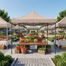 Κιόσκι - Gazebo Bari Megapap πτυσσόμενο μεταλλικός σκελετός - αδιάβροχο ύφασμα χρώμα της άμμου 3x3x3,10m.