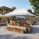 Κιόσκι - Gazebo Bari Megapap πτυσσόμενο μεταλλικός σκελετός - αδιάβροχο ύφασμα χρώμα λευκό 3x4,5x3,20m.