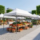 Κιόσκι - Gazebo Bari Megapap πτυσσόμενο μεταλλικός σκελετός - αδιάβροχο ύφασμα χρώμα λευκό 3x6x3,27m.