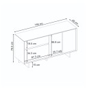 Μπουφές Capri Megapap χρώμα sapphire oak 146x45x76,5εκ.
