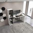 Γραφείο εργασίας Gemini Megapap χρώμα ανθρακί - λευκό 121,8x59,6x131,8εκ.
