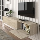 Έπιπλο τηλεόρασης επιτοίχιο Damla Megapap με LED χρώμα travertine 180x29,5x29,5εκ.