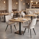 Καρέκλα τραπεζαρίας Firenze Megapap μπεζ ύφασμα - μεταλλικό μαύρο πόδι 51x60x81εκ. | Σετ 2 τεμ