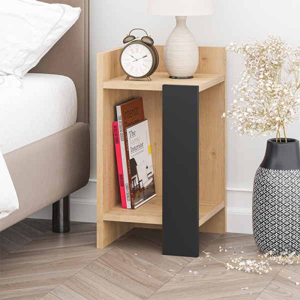 Κομοδίνο Elos Megapap αριστερό χρώμα saphhire oak - silky black 30x31,7x55εκ.