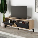 Έπιπλο τηλεόρασης Gora Megapap χρώμα sapphire oak - silky black 140x35,6x51εκ.