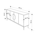 Μπουφές Gora Megapap χρώμα sapphire oak - silky black 180x40x82εκ.