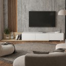 Έπιπλο τηλεόρασης Enstey Megapap επεκτεινόμενο χρώμα sapphire oak - λευκό 260x41,8x33,5εκ.