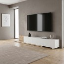 Έπιπλο τηλεόρασης Enstey Megapap επεκτεινόμενο χρώμα sapphire oak - λευκό 260x41,8x33,5εκ.