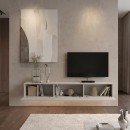 Έπιπλο τηλεόρασης επιτοίχιο Damla Megapap με LED χρώμα sandstone 180x29,5x29,5εκ.