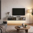 Έπιπλο τηλεόρασης επιτοίχιο Aristo Megapap με LED χρώμα sandstone 135x31,6x25εκ.