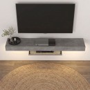 Έπιπλο τηλεόρασης επιτοίχιο Albares Megapap με LED χρώμα γκρι σκυροδέματος 150x29,6x22εκ.