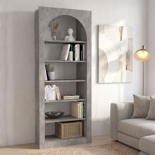 Βιβλιοθήκη Voila Megapap χρώμα γκρι σκυροδέματος 74x35x180εκ.