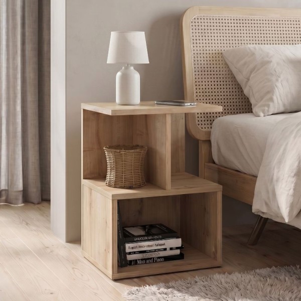 Κομοδίνο - Τραπεζάκι βοηθητικό Entiero Megapap χρώμα sapphire oak 39,8x35x54,6εκ.