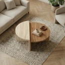 Τραπεζάκι σαλονιού Aloeva Megapap χρώμα καρυδί Ud - travertine Ø90x37εκ.