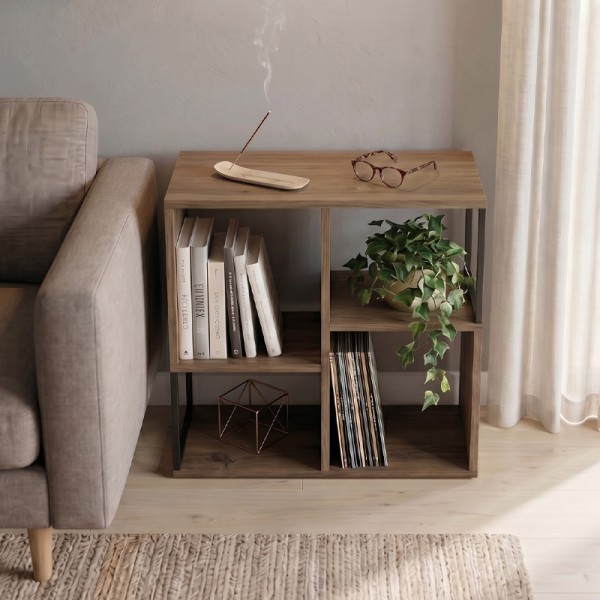Βιβλιοθήκη Bolton Megapap χρώμα ανοιχτό καρυδί 62x22x62εκ.