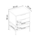 Κομοδίνο Mars Megapap χρώμα καρυδί Ud 45x35x58εκ.