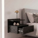 Κομοδίνο επιτοίχιο Mislina Megapap χρώμα sencron black 40x33,2x32εκ.