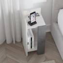 Κομοδίνο Elos Megapap αριστερό χρώμα λευκό αντικέ - γκρι ρετρό 25x27x60εκ.
