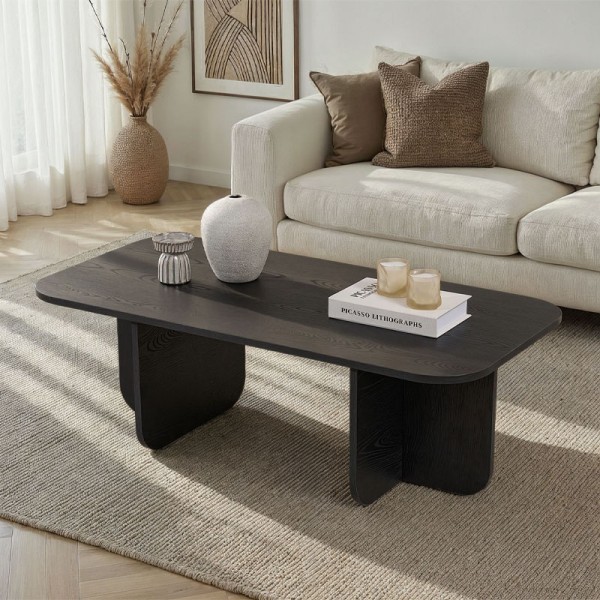 Τραπεζάκι σαλονιού Becaj Megapap χρώμα black wood 120x60x41,4εκ.