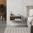 Κομοδίνο επιτοίχιο Brik Megapap με LED χρώμα καρυδί Ud - sandstone 45x30x18εκ.