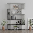 Βιβλιοθήκη Mito Megapap χρώμα λευκό αντικέ - γκρι ρετρό 108x25x161εκ.