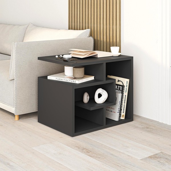 Τραπεζάκι βοηθητικό Labirent Megapap χρώμα ανθρακί 54x40x45εκ.