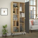 Βιβλιοθήκη Jedda Megapap χρώμα sapphire oak - ανθρακί 80,6x29,6x191εκ.