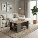 Τραπεζάκι σαλονιού Sylvia Megapap χρώμα pine oak - ανθρακί 90,2x59,2x48,1εκ.
