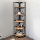 Βιβλιοθήκη γωνιακή Kelsie Megapap χρώμα μαύρο - pine oak 33x33x162εκ.