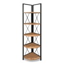Βιβλιοθήκη γωνιακή Kelsie Megapap χρώμα μαύρο - pine oak 33x33x162εκ.