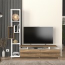 Σύνθεση τηλεόρασης Tulip Megapap χρώμα λευκό - καρυδί 160x29,5x160εκ.