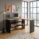 Γραφείο εργασίας Stylo Megapap χρώμα sapphire oak -  ανθρακί 120x120x73,8εκ.