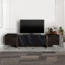 Έπιπλο τηλεόρασης Veyron Megapap χρώμα μαύρο rebab - μαύρο εφέ μαρμάρου 180x32,3x45εκ.