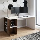 Γραφείο εργασίας Coral Megapap χρώμα λευκό - καρυδί 140x60x75εκ.
