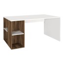 Γραφείο εργασίας Coral Megapap χρώμα λευκό - καρυδί 140x60x75εκ.