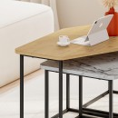 Τραπεζάκι σαλονιού σετ 3 τμχ. Nesty Megapap χρώμα saphhire oak - γκρι ρετρό - λευκό εφέ μαρμάρου 110x60x48εκ.
