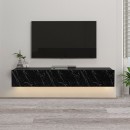 Έπιπλο τηλεόρασης επιτοίχιο Damla Megapap με LED χρώμα μαύρο εφέ μαρμάρου 180x29,5x29,5εκ.