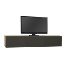 Έπιπλο τηλεόρασης επιτοίχιο Damla Megapap με LED χρώμα sapphire oak - ανθρακί 180x29,5x29,5εκ.