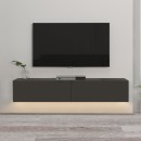 Έπιπλο τηλεόρασης επιτοίχιο Aristo Megapap με LED χρώμα ανθρακί 135x31,6x25εκ.