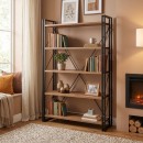 Βιβλιοθήκη Atlas Megapap χρώμα antlantic pine - μαύρο 130x35x180εκ.