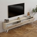 Έπιπλο τηλεόρασης Paris Megapap χρώμα travertine 160x25x35εκ.