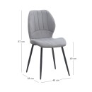 Καρέκλα τραπεζαρίας Valena Megapap elephant grey ύφασμα - μεταλλικό μαύρο πόδι 48x58x87εκ. | Σετ 4 τεμ