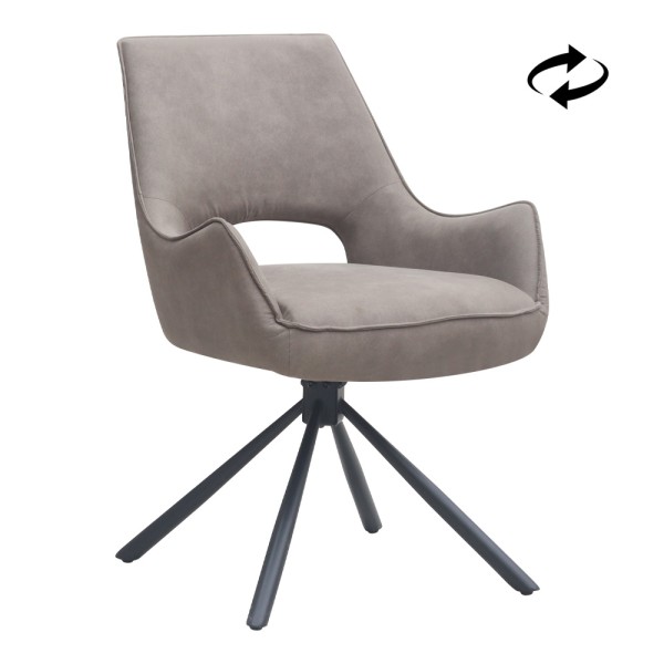 Πολυθρόνα τραπεζαρίας Alessia Megapap περιστρεφόμενη elephant grey ύφασμα - μεταλλικό μαύρο πόδι 58x66x85εκ. | Σετ 2 τεμ