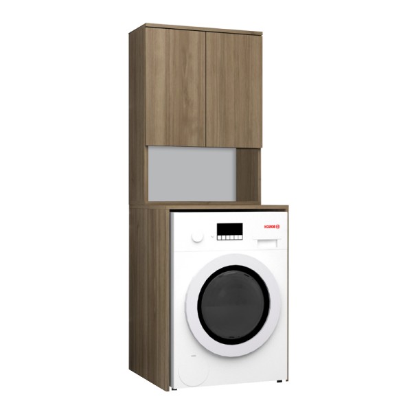 Έπιπλο πλυντηρίου Cozen Megapap χρώμα καρυδί 65x60x178εκ.