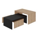 Τραπεζάκι σαλονιού σετ 3 τμχ. Kanta Megapap χρώμα sapphire oak - silky black 80x50x40,5εκ.