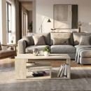 Τραπεζάκι σαλονιού Abdera Megapap χρώμα travertine 110x60x42εκ.